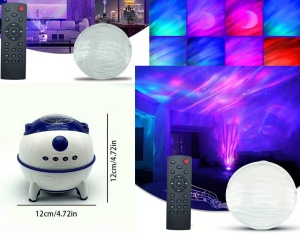 Proiector LED Starry Sky Nightlight cu difuzor Bluetooth, Alb - Img 6