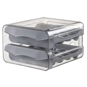 Recipient depozitare oua, Capacitate 32 oua, cu 2 sertare, din plastic gri-transparent - Img 7