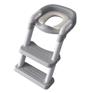 Reductor WC, pentru copii, cu scarita, dimensiuni 41x12.5x39cm, gri - Img 3
