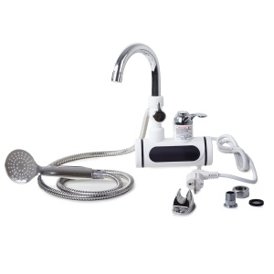 Robinet electric pentru incalzit apa instant cu dus, 3000W, Afisaj LCD, Prindere pe chiuveta sau pe perete, Alb - Img 4
