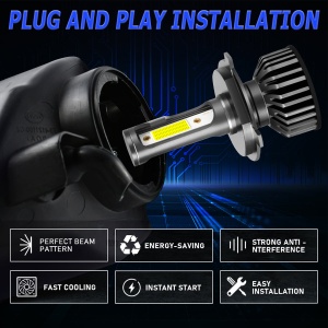 Set 2 becuri LED auto COB H7, 100W, cu ventilator, 6000K, 12000LM, protectie IP65 - Img 5