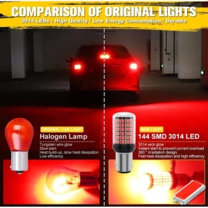 Set 2 becuri LED Canbus 1156 BA15S P21W 3014, cu 144 LED-uri, 20W, pentru marsarier, semnalizare, sau frana - Img 4