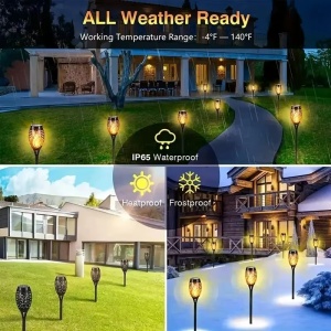 Set 2 lampi solare cu efect flacara, Montaj in sol, Iluminare ambientala exterior - Img 5