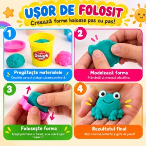 Set 24 pahare cu plastilina colorata pentru Copii, 3 Ani+, Culori Asortate, Usor de modelat si depozitat - Img 4
