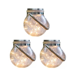 Set 3 X Lampa solara decorativa din sticla pentru gradina, casa, camping, Design modern, Lumina calda