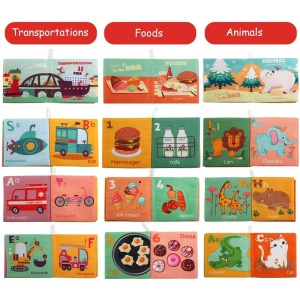 Set 6 carti educative, senzoriale, textile, pentru bebelusi 3 luni+, 12x10x2 cm, multicolor - Img 6