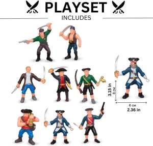 Set 8 Figurine Pirati, pentru copii de 3 ani+, Plastic, 8cm Inaltime, Multicolor - Img 3