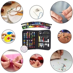 Set consumabile si accesorii pentru cusut 129 piese, Negru - Img 4