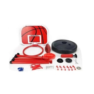 Set cos de baschet cu minge si accesorii, pentru copii 4 ani+, 202 cm inaltime maxima, rosu cu negru - Img 2