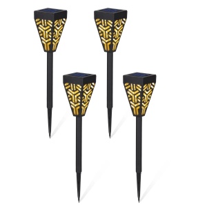 Set cu 4 lampi solare decorative pentru gradina, 2 in 1, suspendata sau infipta, negru, cu lumina alba calda - Img 1