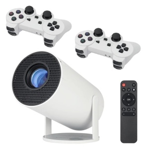 Set cu proiector de jocuri 3D, X10 Plus, 2 controlere, 4K, 60W, 5G Wi-Fi, 10.1x10.35cm, alb - Img 6