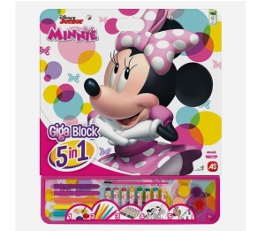 Set de Colorat bloc mare, 5 în1, model Minnie, cu Accesorii
