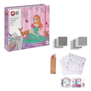 Set de Colorat cu Creioane Colorate, Printese, 20buc - Img 1
