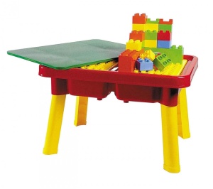 Set de joaca cu masuta si cuburi de constructie, Unico Plus, 31 piese pentru copii de la 1 la 5 ani - Img 1