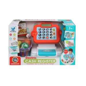 Set de joaca supermarket cu casa de marcat si 21 accesorii, cu lumini, 33x20x14.5cm, albastru/rosu - Img 2