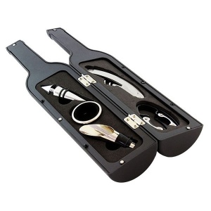 Set desfactor de vin cu 5 Accesorii Tirbuson, Inel, Dop, Antipicurator si Cutter, Negru - Img 6