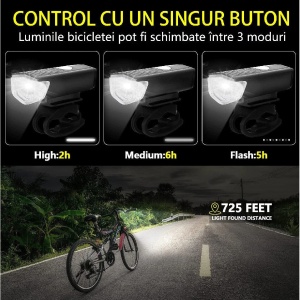 Set lumini bicicleta - Far si stop LED - Acumulator reincarcabil USB - Img 5
