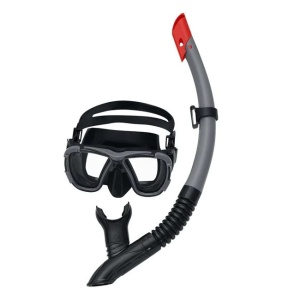 Set Masca cu Tub pentru Snorkeling, Bestway, pentru copii de la 14 ani+ si adulti, Negru-Gri - Img 1