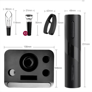 Set Tirbuson Electric cu Suport Welora®, 4 in 1 cu taietor de folie, dop de vid si aerator/varsator de vin, Desfacator Pentru Vin, Model 2023, Calitate Premium, Multifunctional, Negru - Img 6