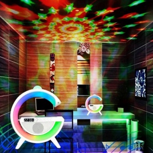 Statie Incarcare 3 in 1 cu lampa RGB, Wireless, Boxa Bluetooth, Ceas Digital - Img 5