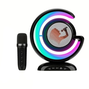 Statie smart wireless pentru karaoke, cu microfoan, boxa si iluminare LED RGB, portabila - Img 1