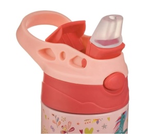 Sticla izoterma pentru copii Pop-Up, Model unicorni, Capacitate 330ml, Oțel Inoxidabil, Roz - Img 3