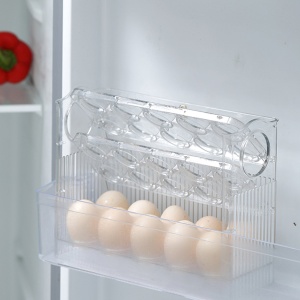 Suport organizator oua pentru frigider, 30 bucati, flip 3 straturi, transparent - Img 3