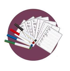 Tabla de desen si invatat pentru copii cu 4 carioci colorate, 8 sabloane si un burete de sters - Img 2