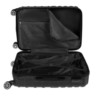 Troler Negru cu Dungi Reliefate, 90L, 45x25x67cm - Img 6