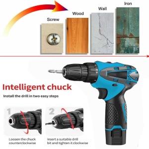 Trusa cu surubelnita electrica fara fir, 2 acumulatori 12V, 24 de accesorii incluse - Img 10