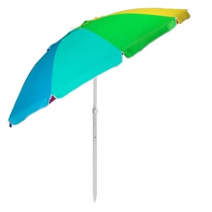 Umbrela Plaja Anti Vant, cu Inele, Cadru Metalic, Ø2.25m, Multicolor - Img 2