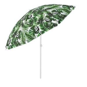 Umbrela Plaja Flap, cu 2 Inele si Cadru Metalic, Ø2m, Alb-Verde - Img 2
