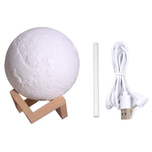 Umidificator - Difuzor de Arome tip Luna cu ultrasunete si suport din lemn, 880ml, 30h, 60m² - Img 4