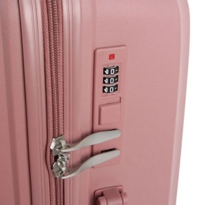 Valiza - Troler, Model cu dungi reliefate, Capacitate 58L, Roz - Img 8