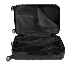 Valiza - Troler, Model cu dungi reliefate, Capacitate 60L, Negru - Img 4