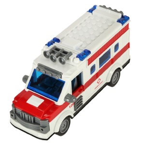 Ambulanta de jucarie, cu telecomanda, sunte si lumini, plastic, scara 1:30, 21.5x10x7.5cm, alb-rosu - Img 3