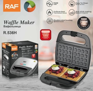 Aparat de Facut Gofre, RAF R536H, 750W, Reglarea Automata a Temperaturii, Negru-Argintiu - Img 4
