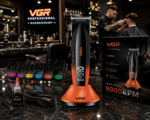 Aparat de tuns Profesional VGR V-889C, Motor 9000 RPM, Acumulator 2500 mAh, Lame Ceramice + DLC, Ecran LED, Autonomie 180 Minute - Img 8