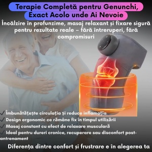 Aparat Masaj Genunchi, Cot și Umăr 3-în-1, cu Încălzire 45–65°C, Vibrații, Compresie, Wireless, USB-C, Control Tactil, Gri - Img 6