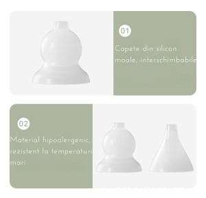 Aspirator nazal pentru copii si bebelusi, Putere de aspirare 70 kpa, Auto-curatare, 3 viteze, 2 capete, Alb - Img 3