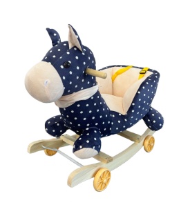 Balansoar pentru Copii 6 luni+, Calut din Plus, Structura din Lemn, 4 Kg, Bleumarin cu Buline - Img 1