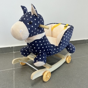 Balansoar pentru Copii 6 luni+, Calut din Plus, Structura din Lemn, 4 Kg, Bleumarin cu Buline - Img 5