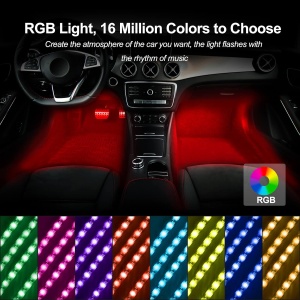 Banda LED auto cu control din aplicatie, culori RGB, lumini ambientale in interiorul masinii - Img 4