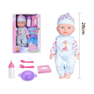 Bebelus interactiv de jucarie, cu accesorii pentru masa, pentru copii 18+ luni, 28 cm lungime, albastru deschis - Img 3