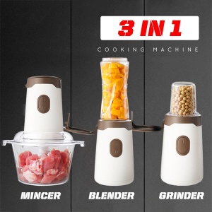 Blender, tocator si storcator T164, 3 in 1, 250W, cu 3 accesorii, alb-maro - Img 3