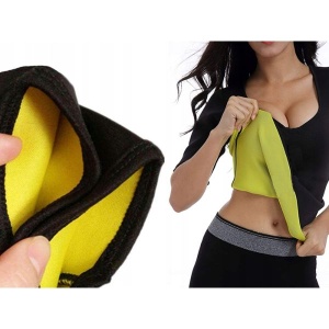 Bluza cu maneca lunga pentru slabit, pentru femei, din neopren Negru-Galben - Img 6