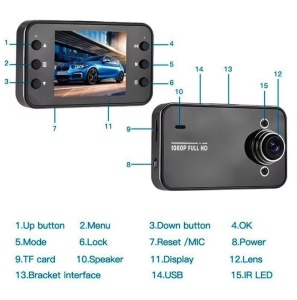 Camera auto DVR, Full HD 1080P, cu senzor de miscare, display LCD 2.7 inch, negru - Img 12