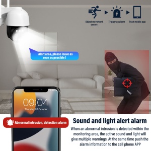 Camera de supraveghere CCTV PTZ IP WiFi de 3MP, Full HD, senzor uman, alarma, alba cu negru - Img 2
