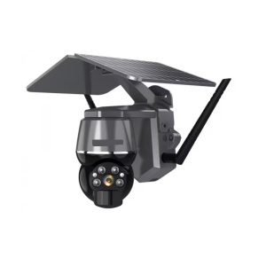 Camera de supraveghere SIM, cu panou solar, Q-S808, Wi-Fi, 4K, PTZ, senzor de miscare, 1080P, infrared, alarma, negru-gri - Img 1
