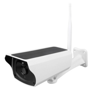 Camera de supraveghere wireless 2.4G WiFi, cu incarcare solara, PIR, acumulator, IP67, pentru exterior, alb - Img 1